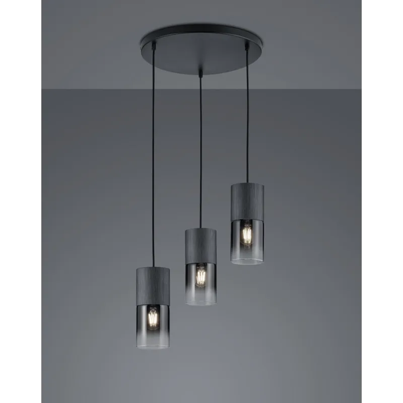 TRIO Suspension intérieur noir mat et fumé ROBIN - Pas cher