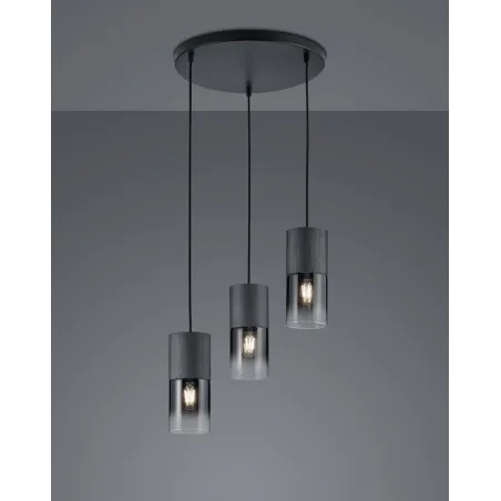 TRIO Suspension intérieur noir mat et fumé ROBIN - Pas cher