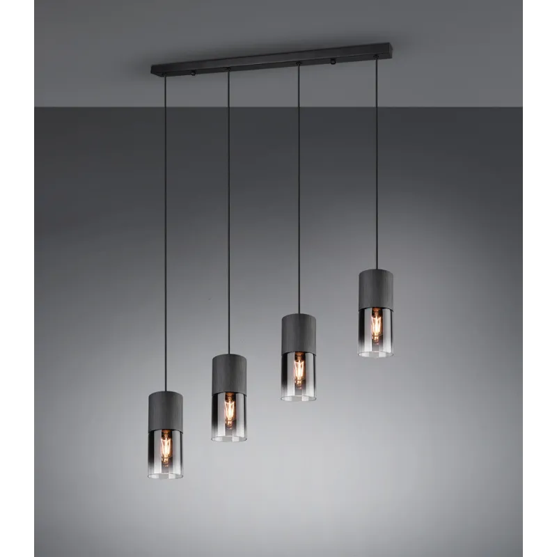 TRIO Suspension intérieur noir mat et fumé ROBIN - Pas cher