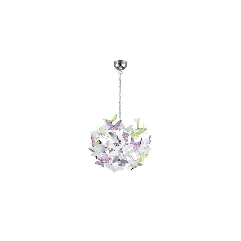 TRIO Suspension intérieur chrome et multicouleur BUTTERFLY - Pas cher