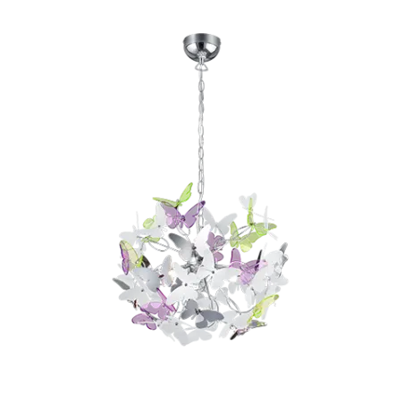 TRIO Suspension intérieur chrome et multicouleur BUTTERFLY - Pas cher