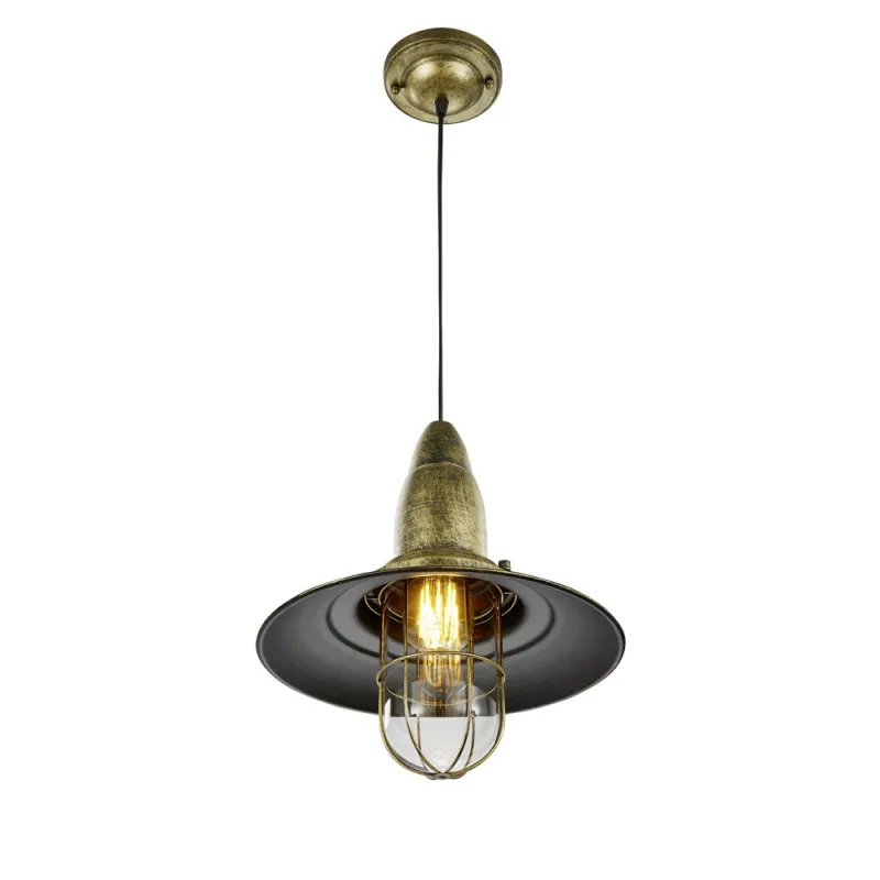 TRIO Suspension intérieur laiton fumé et transparent claire FISHERM...