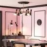 Plafonnier 6 têtes orientable métal noir et doré culot e27