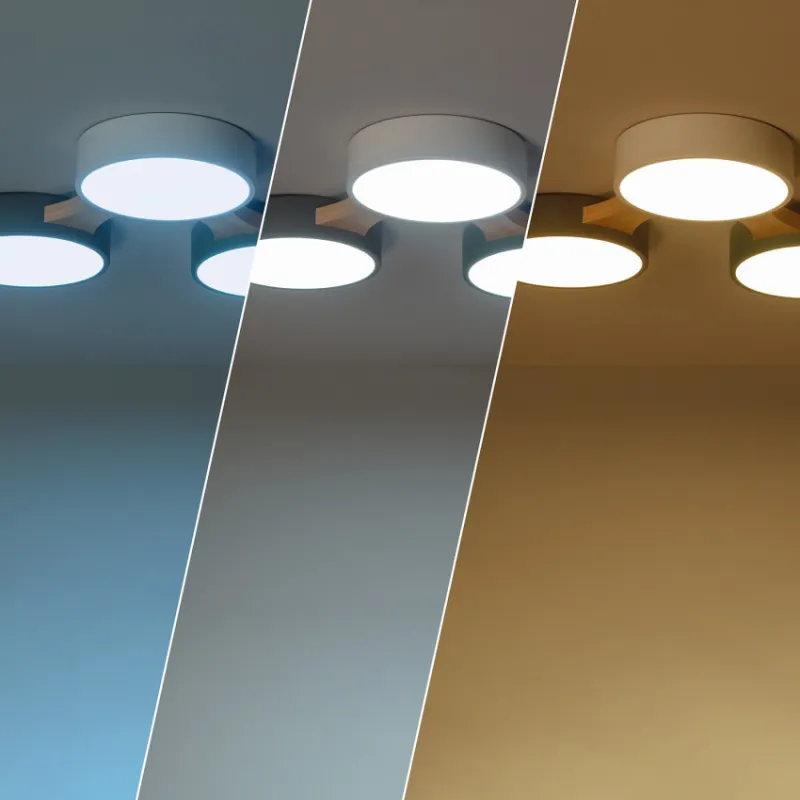 Plafonnier led 30w cct-57cm-3000k-4000k-6000k bois et métal blanc