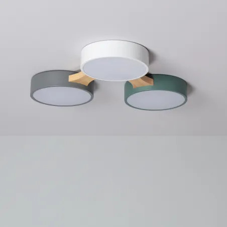 Plafonnier led 30w cct-57cm-3000k-4000k-6000k bois et métal blanc
