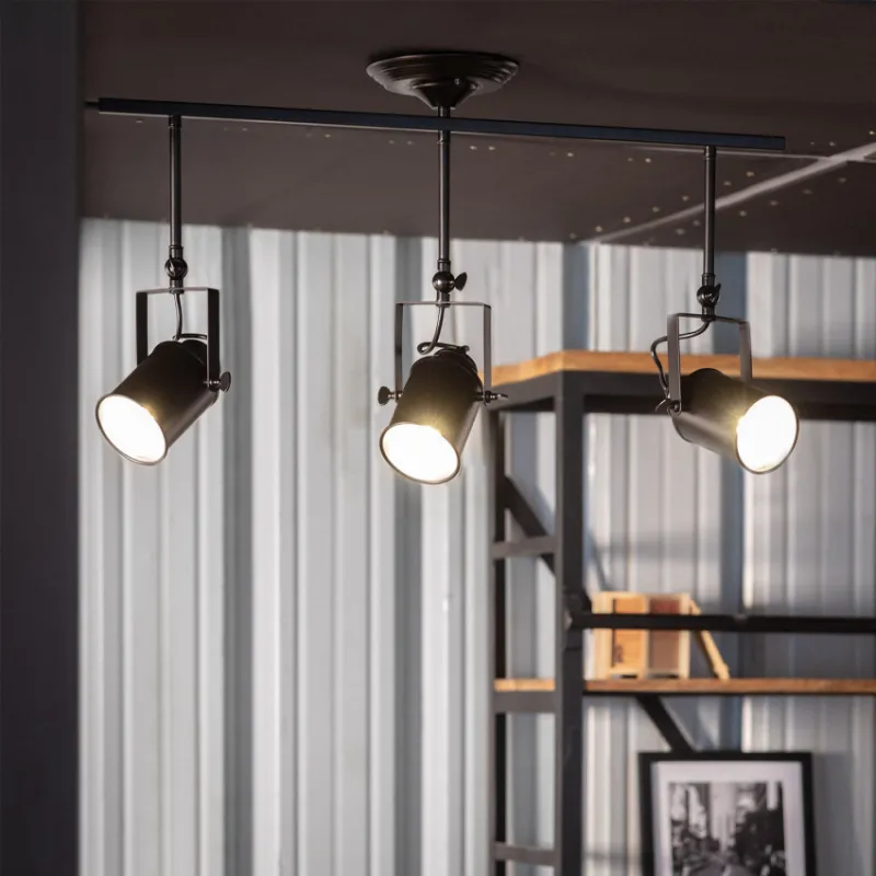 Plafonnier triple têtes orientable métal noir culot e27