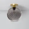 Plafonnier suspendu boule verre et socle fer doré culot e27