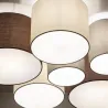 Plafonnier 6 cercles culot e27 gris blanc et marron 84cm