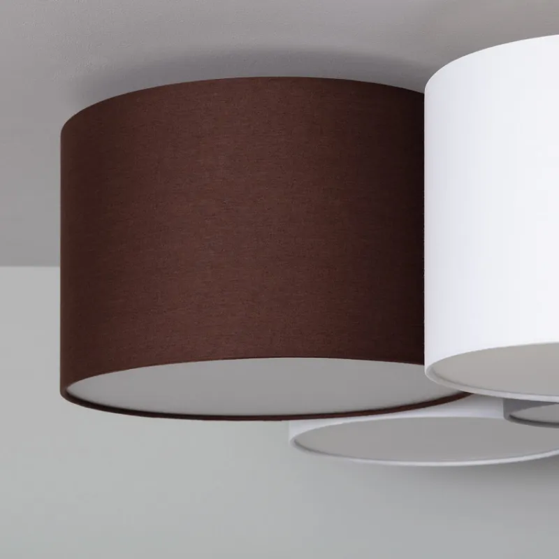 Plafonnier 6 cercles culot e27 gris blanc et marron 84cm