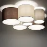Plafonnier 6 cercles culot e27 gris blanc et marron 84cm