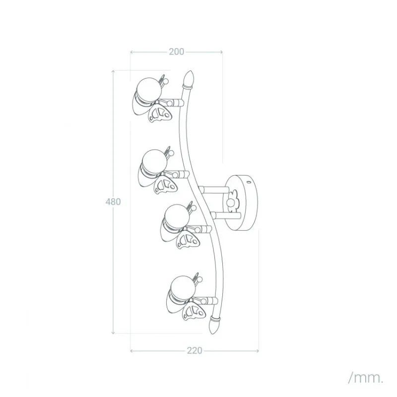 Plafonnier 4 têtes papillon rose décoration chambre enfant e14