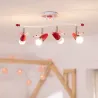 Plafonnier 4 têtes papillon rose décoration chambre enfant e14