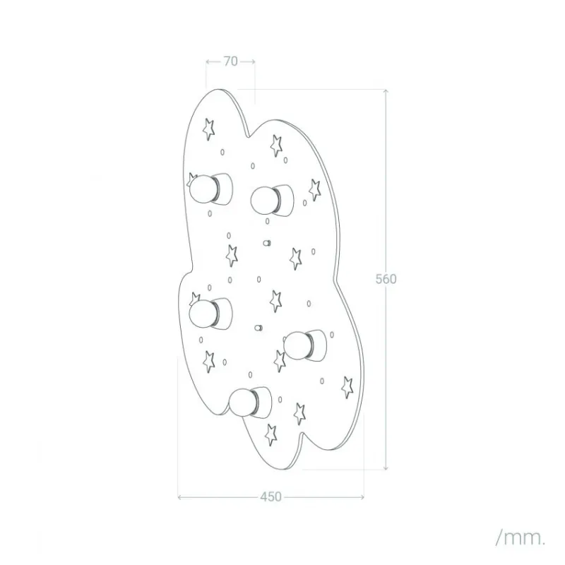 Plafonnier 5 têtes nuage bois décoration chambre enfant e27