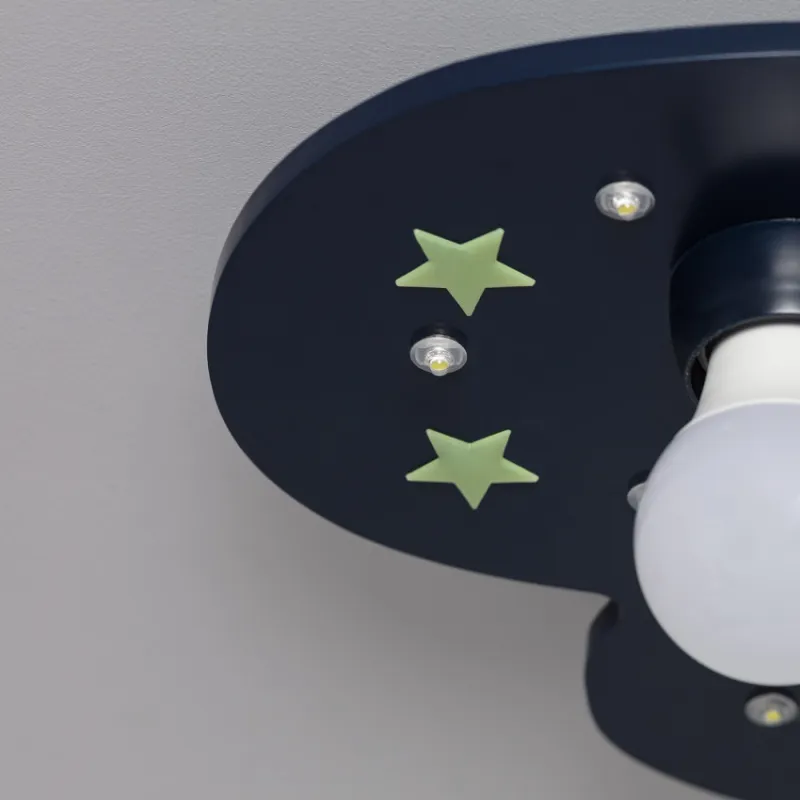 Plafonnier 5 têtes nuage bois décoration chambre enfant e27