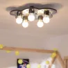 Plafonnier 5 têtes nuage bois décoration chambre enfant e27