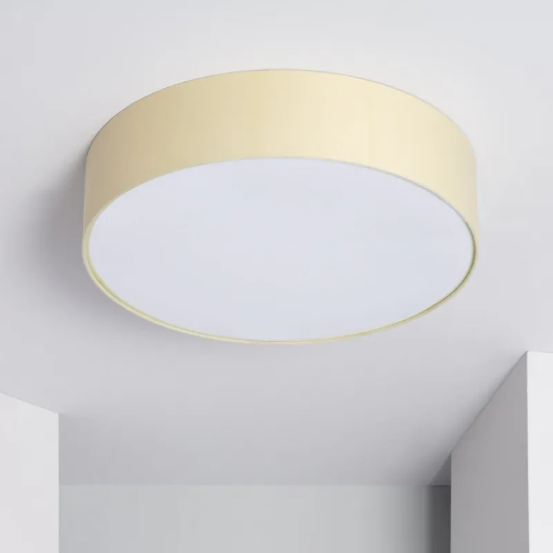 Plafonnier abat-jour tissu 50cm-3 culot e27 blanc-gris-marron-beige-noir