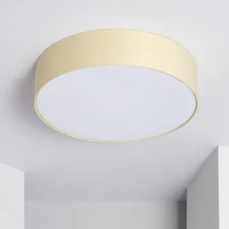 Plafonnier abat-jour tissu 50cm-3 culot e27 blanc-gris-marron-beige-noir