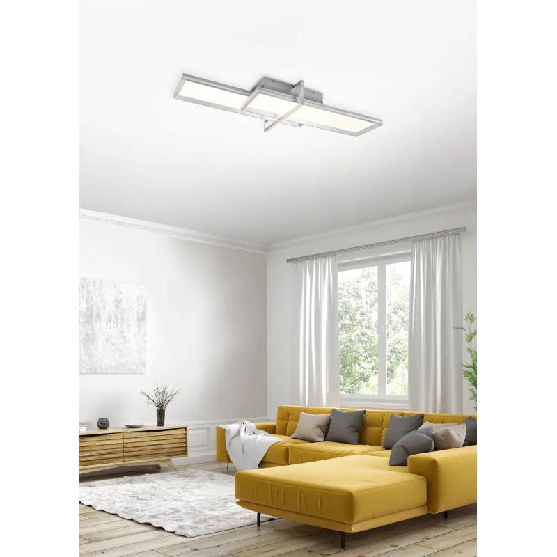 Plafonnier Intérieur Métal aluminium brossé 230V. LED 3000K 2600lm.