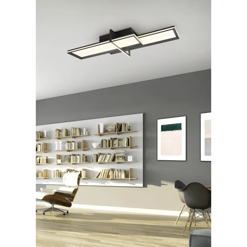 Plafonnier Intérieur Métal antracite 230V. LED 3000K 2600lm.