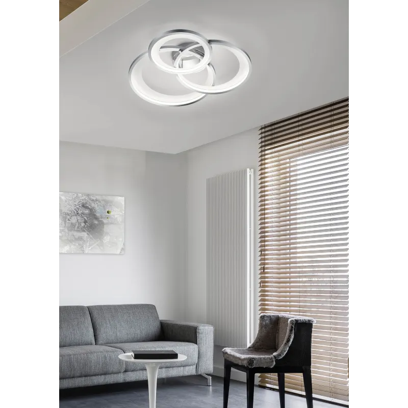 Plafonnier Intérieur Métal chrome 230V. LED 3000K 4300lm.