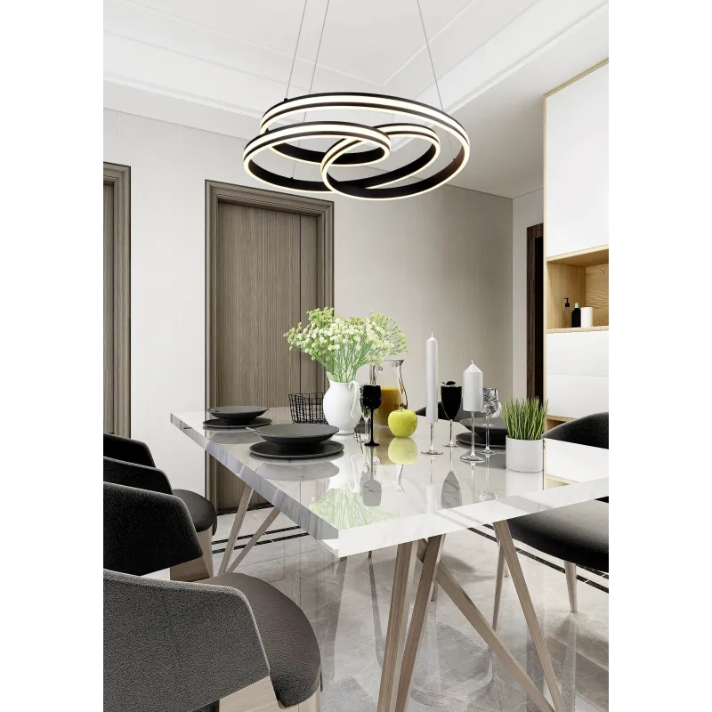 Suspension Intérieur Métal noir mat 230V. LED 2300+3000+4000K 7200lm.