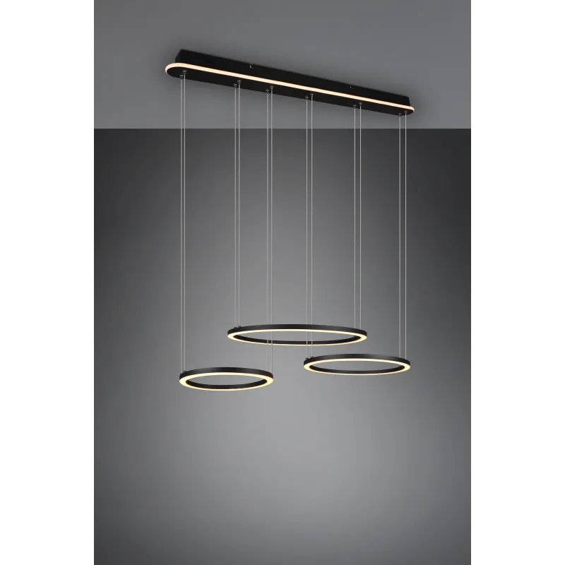 Suspension Intérieur Métal noir mat 230V. LED 2300+3000+4000K 6800lm.