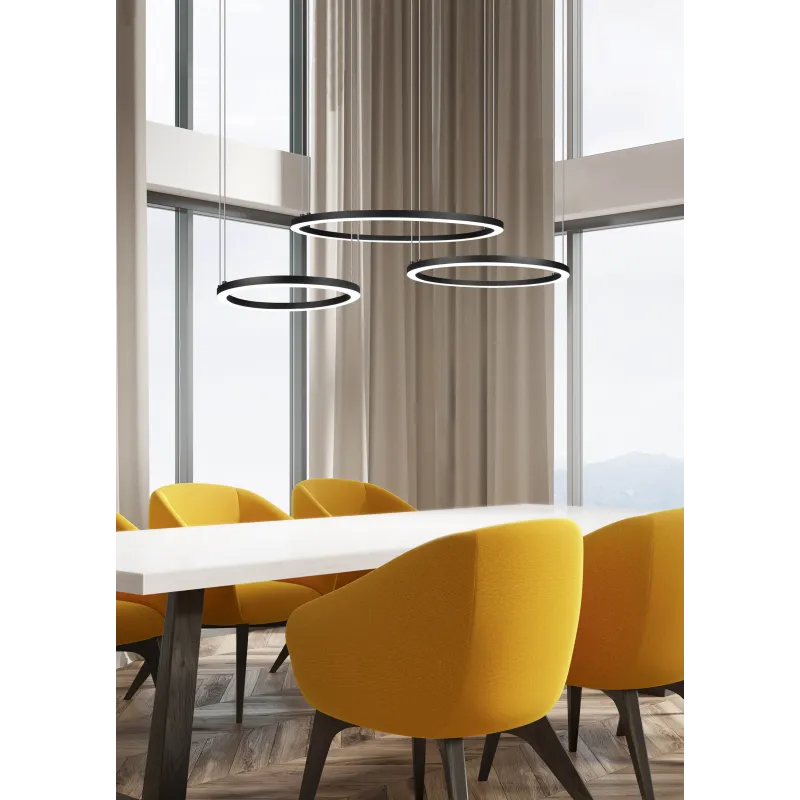 Suspension Intérieur Métal noir mat 230V. LED 2300+3000+4000K 6800lm.