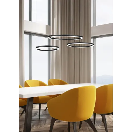 Suspension Intérieur Métal noir mat 230V. LED 2300+3000+4000K 6800lm.