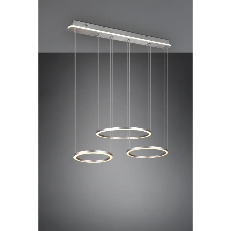Suspension Intérieur Métal Nickel mat 230V. LED 2300+3000+4000K 6800lm.