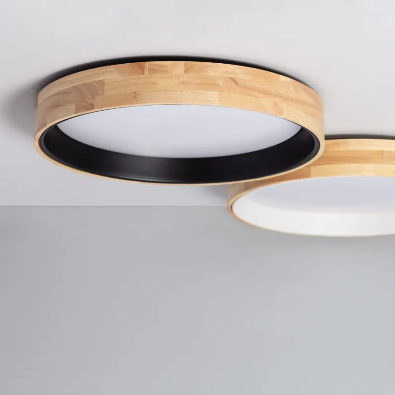 Plafonnier led 30w cct-55cm-3000k-4000k-6000k bois et métal