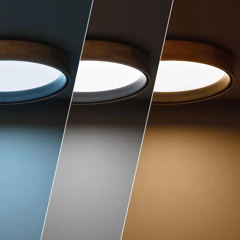 Plafonnier led 30w cct-55cm-3000k-4000k-6000k bois et métal