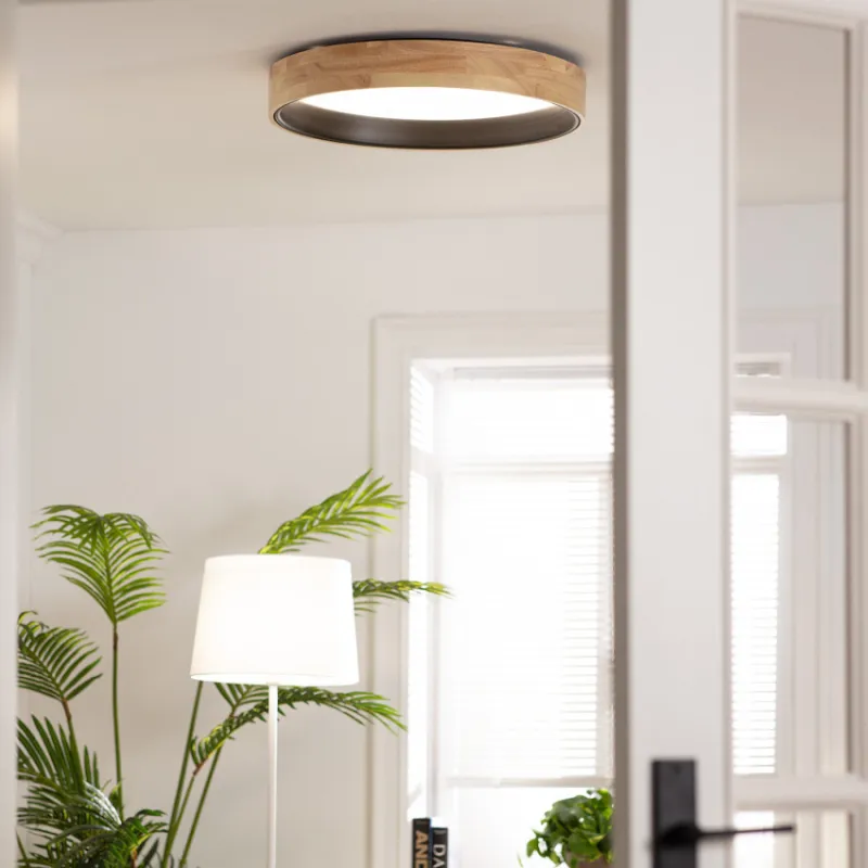 Plafonnier led 30w cct-55cm-3000k-4000k-6000k bois et métal