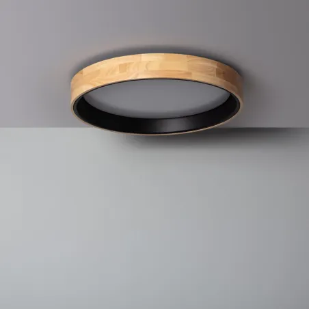 Plafonnier led 30w cct-55cm-3000k-4000k-6000k bois et métal