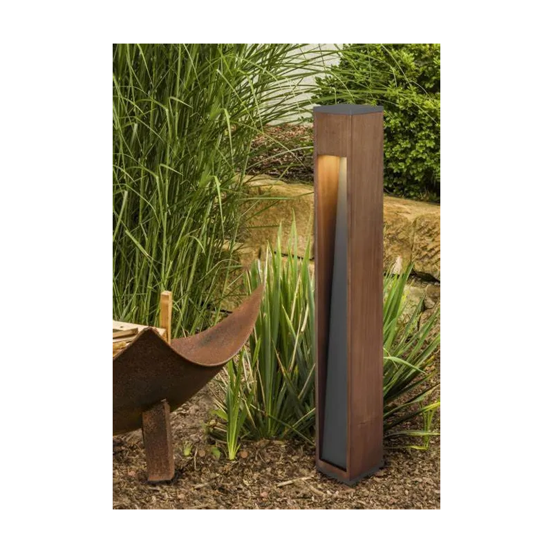Potelet CANNING borne 80cm extérieure bois naturel gu10