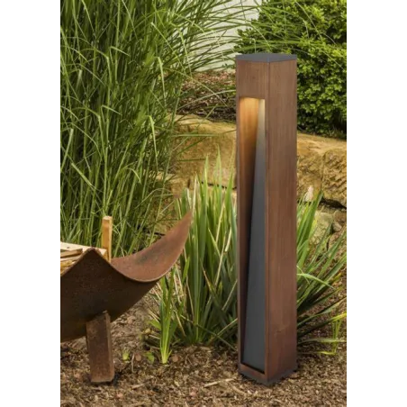 Potelet CANNING borne 80cm extérieure bois naturel gu10