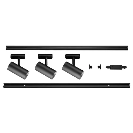 NOBLO SPOT, kit rail 1 allumage, intérieur, noir, LED, 22,5W, 2700K, 2 rails de 1m, 3 spots, 1 connecteur et 2 embouts inclus