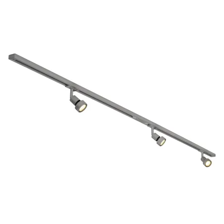 PURI TRACK, kit rail 1 allumage,gris, GU10/LED GU10 51mm, 3x 12,9W, 2 rails de 1m, 3 spots, 1 connecteur et 2 embouts inclus