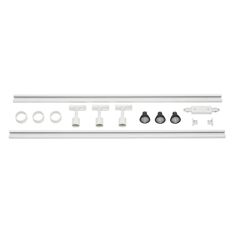 PURI TRACK, kit rail 1 all, blanc, GU10/LED GU10 51mm, 3x 12,9W, 2 rails de 1m, 3 spots, 1 connecteur et 2 embouts inclus