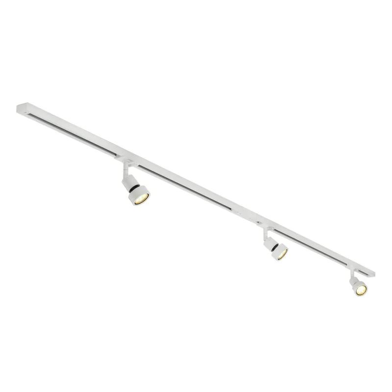 PURI TRACK, kit rail 1 all, blanc, GU10/LED GU10 51mm, 3x 12,9W, 2 rails de 1m, 3 spots, 1 connecteur et 2 embouts inclus