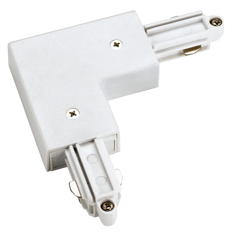 Connecteur d'angle, terre extérieure, intérieur, pour rail 1 allumage en saillie, blanc, avec possibilité d'alimentation