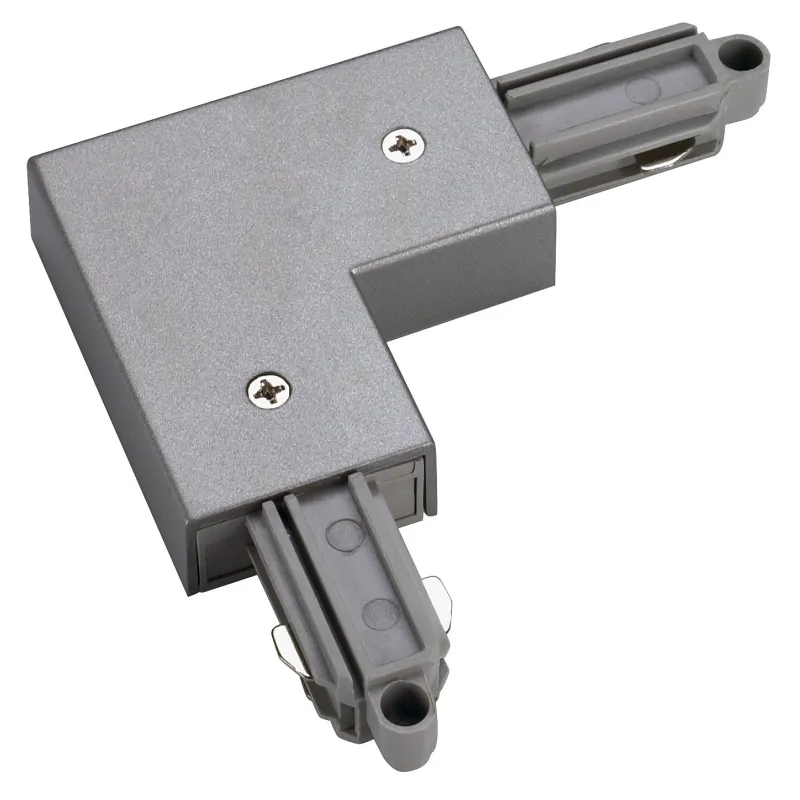 Connecteur d'angle, terre extérieure, intérieur, pour rail 1 allumage en saillie, gris, avec possibilité d'alimentation