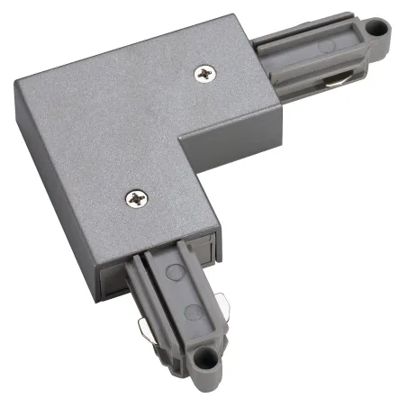 Connecteur d'angle, terre extérieure, intérieur, pour rail 1 allumage en saillie, gris, avec possibilité d'alimentation
