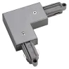 Connecteur d'angle, terre extérieure, intérieur, pour rail 1 allumage en saillie, gris, avec possibilité d'alimentation