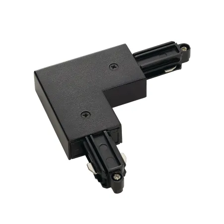 Connecteur d'angle, terre extérieure, intérieur, pour rail 1 allumage en saillie, noir, avec possibilité d'alimentation