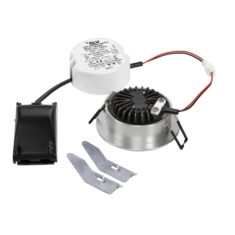 NEW TRIA 68, encastré de plafond, rond, alu brossé, LED, 7,2W, 1800-3000K, clips/lames ressorts, Dim To warm, variable