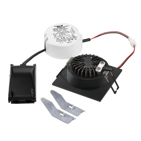 NEW TRIA 68, encastré de plafond carré, noir mat, LED, 7,2W, 1800-3000K, clips/lames ressorts, Dim To warm, variable