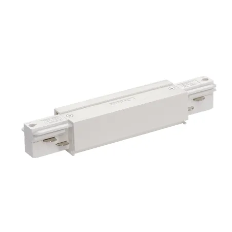EUTRAC®, connecteur longitudinal avec possibilité d'alimentation, intérieur, pour rail 3 allumages en saillie, blanc