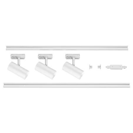NOBLO SPOT, kit rail 1 allumage, blanc, LED, 22,5W, 2700K, 2 rails de 1m, 3 spots, 1 connecteur et 2 embouts inclus