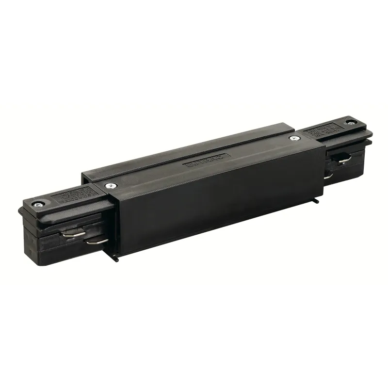 EUTRAC®, connecteur longitudinal avec possibilité d'alimentation, intérieur, pour rail 3 allumages en saillie, noir
