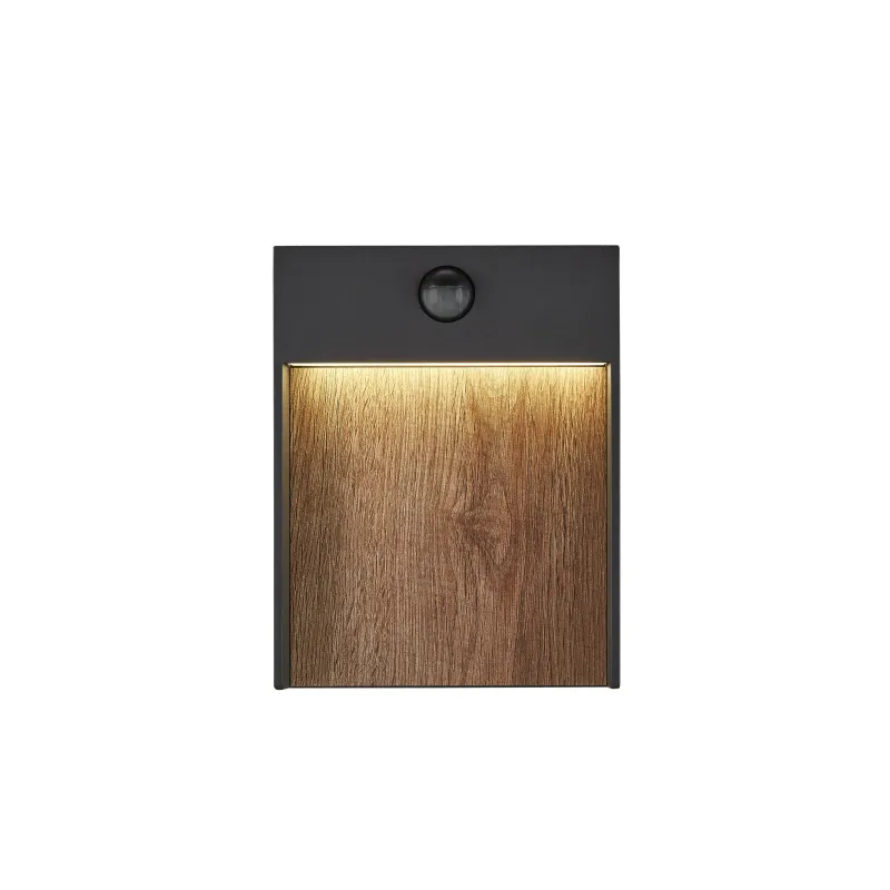 FLATT SENSOR, applique extérieure, anthracite/imitation bois, LED, 16W, 3000K/4000K, IP54, détecteur de mouvements